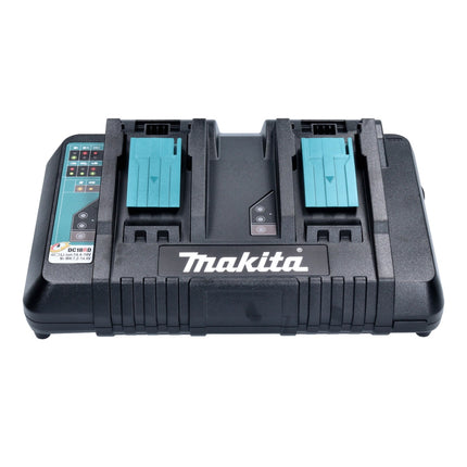 Kit alimentatore Makita 18 V con 2x batteria BL 1820 B 2,0 Ah ( 2x 197254-9 ) + caricatore rapido doppio DC 18 RD ( 196933-6 )