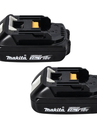 Kit de fuente de alimentación Makita 18 V con 2 baterías BL 1820 B 2.0 Ah (2x 197254-9) + cargador rápido doble DC 18 RD (196933-6) + Makpac