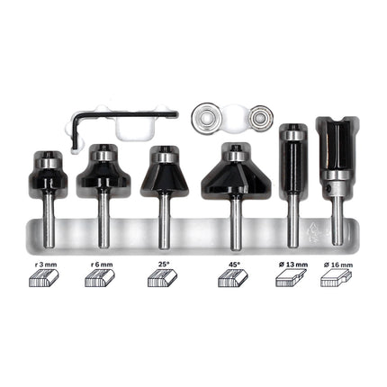 Makita DRT 50 Z Akku Multifunktionsfräse 18 V Brushless + 6 tlg. Fräser Set - ohne Akku, ohne Ladegerät