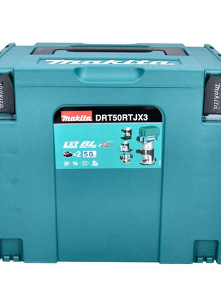 Makita DRT 50 ZJX3 Akku Multifunktionsfräse 18 V Brushless + Fräsmodule + 6 tlg. Fräser Set + Makpac - ohne Akku, ohne Ladegerät