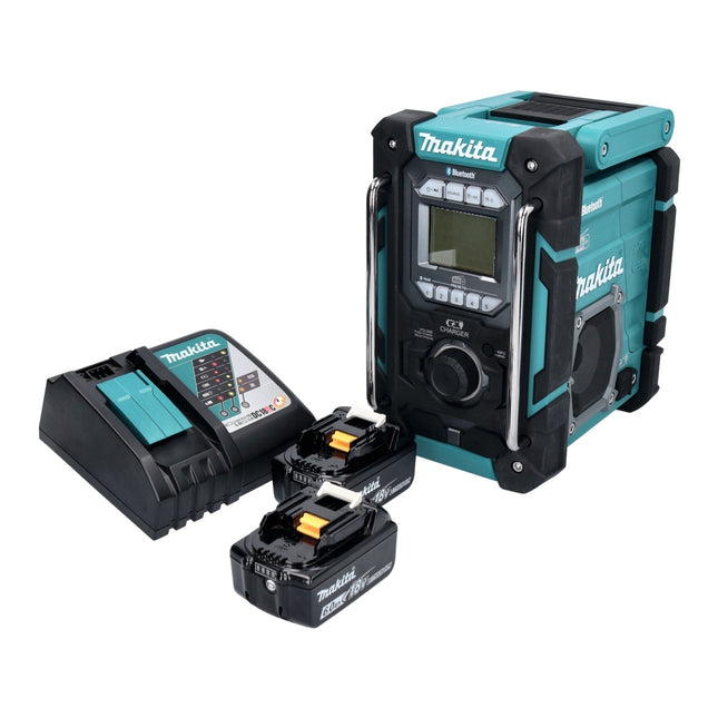 Radio da cantiere a batteria Makita DMR 301 RG 12 V max. - 18 V DAB / DAB+ / Bluetooth + 2x batteria ricaricabile 6,0 Ah + caricatore