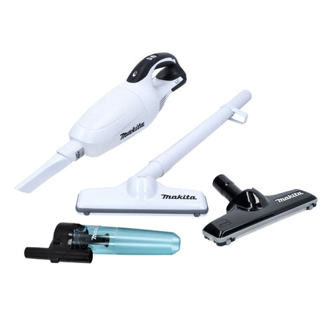 Aspirador inalámbrico Makita DCL 181 FZW 18 V blanco + accesorio separador ciclónico + boquilla para suelos de alfombras - sin batería, sin cargador