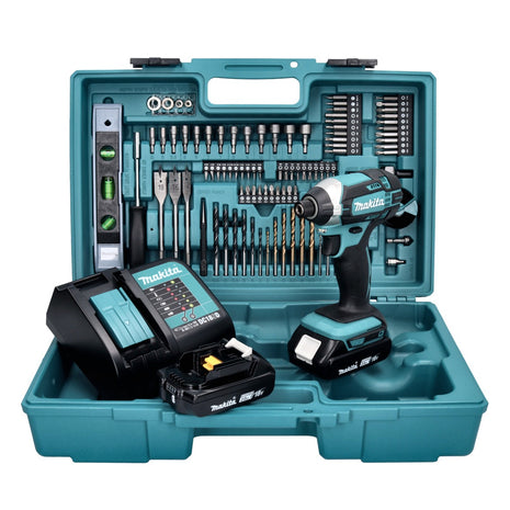 Makita DTD 152 SA2X5 cordless impact wrench 18 V 165 Nm + 2x rechargeable battery 2.0 Ah + charger + 101-piece accessory set + case