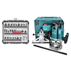 Makita RP 2303 FCXJ Oberfräse 2100 Watt 70 mm Hub + Anschlag + 30 tlg. Fräser Set + Makpac