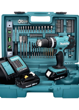 Makita DHP 453 SA2X5 Perceuse-visseuse à percussion sans fil 18 V 42 Nm + 2x batterie 2,0 Ah + chargeur + 101 pcs. kit accessoires + coffret