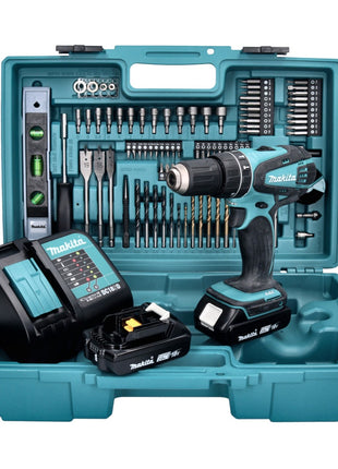 Makita DHP 456 SA2X5 perceuse à percussion sans fil 18 V 50 Nm + 2 batteries 2,0 Ah + chargeur + jeu d'accessoires 101 pièces + mallette