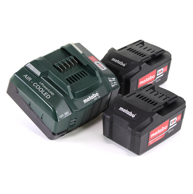 Set di batterie Metabo basic 18V con 2x batterie 5.2Ah + caricatore ASC 145 ( 685051380 )