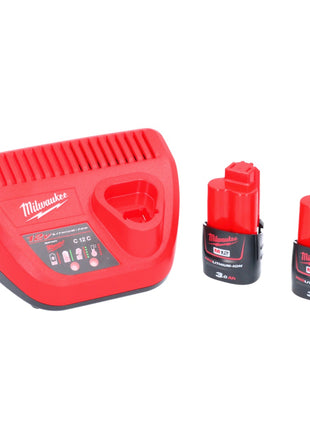 Scie circulaire manuelle à batterie Milwaukee M12 CCS44-302C 12 V 140 mm sans balais + 2x batteries 3,0 Ah + chargeur