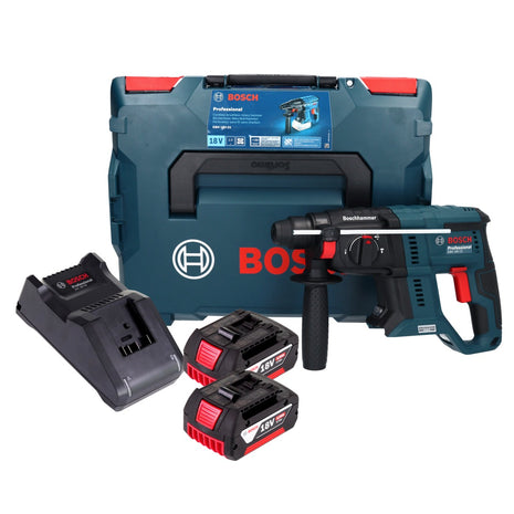 Bosch GBH 18V-21 Professional Akku Bohrhammer 18 V 2,0 J Brushless ( 0611911102 ) + 2x Akku 4,0 Ah + Ladegerät + L-BOXX