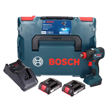 Bosch GDX 18V-200 Professional Akku Drehschlagschrauber 18 V 200 Nm Brushless + 2x Akku 2,0 Ah + Ladegerät + L-BOXX