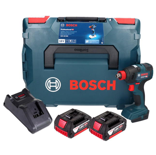Bosch GDX 18V-200 Avvitatore a impulsi professionale a batteria 18 V 200 Nm senza spazzole + 2x batteria ricaricabile 4,0 Ah + caricatore + L-BOXX