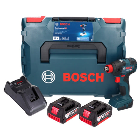 Bosch GDX 18V-200 Professional Akku Drehschlagschrauber 18 V 200 Nm Brushless + 2x Akku 5,0 Ah + Ladegerät + L-BOXX