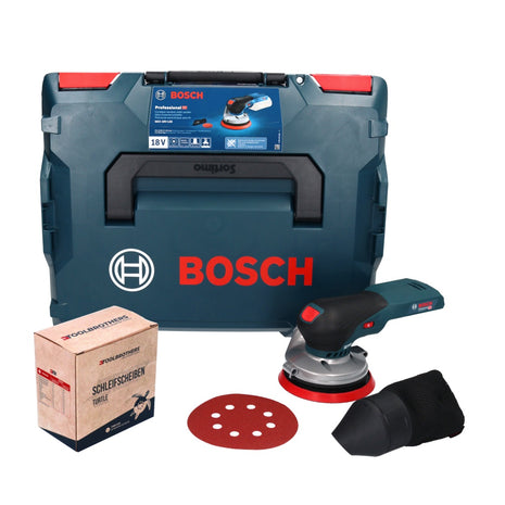 Bosch GEX 18V-125 Professional Akku Exzenterschleifer 18 V 125 mm Brushless + 1x Toolbrothers TURTLE Schleifset + L-BOXX - ohne Akku, ohne Ladegerät