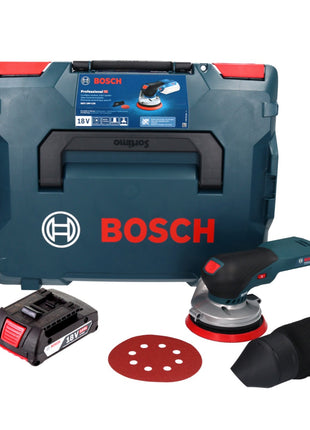 Bosch GEX 18V-125 Lijadora excéntrica a batería profesional 18 V 125 mm sin escobillas + 1x batería 2,0 Ah + L-BOXX - sin cargador