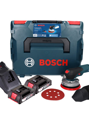 Bosch GEX 18V-125 Professional Akku Exzenterschleifer 18 V 125 mm Brushless + 2x Akku 2,0 Ah + Ladegerät + L-BOXX