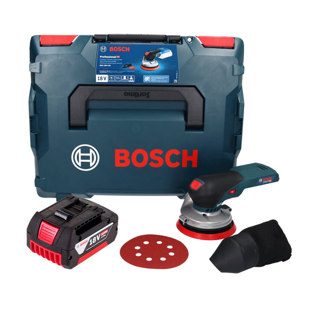 Bosch GEX 18V-125 Levigatrice rotorbitale a batteria professionale 18 V 125 mm brushless + 1x batteria ricaricabile 5,0 Ah + L-BOXX - senza caricabatterie