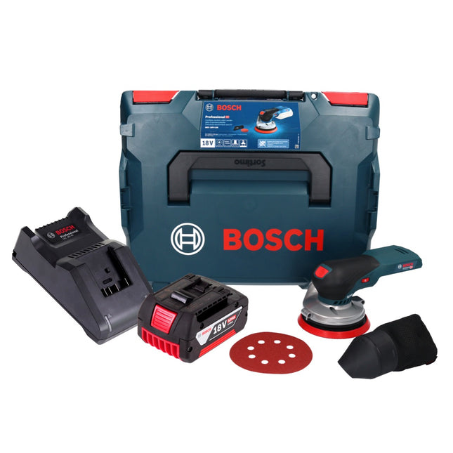 Bosch GEX 18V-125 Levigatrice rotorbitale a batteria professionale 18 V 125 mm brushless + 1x batteria ricaricabile 5,0 Ah + caricabatterie + L-BOXX