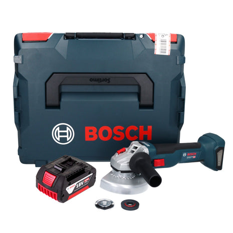 Amoladora angular a batería Bosch GWS 18V-10 Professional 18 V 125 mm sin escobillas + 1x batería 4,0 Ah + L-Boxx - sin cargador