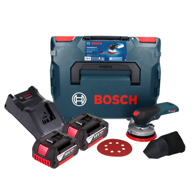 Bosch GEX 18V-125 Levigatrice rotorbitale a batteria professionale 18 V 125 mm brushless + 2x batteria ricaricabile 5,0 Ah + caricabatterie + L-BOXX