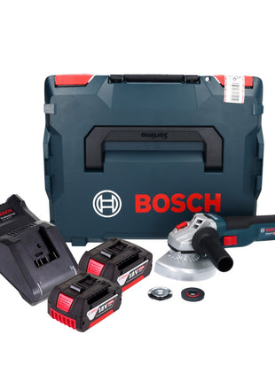 Bosch GWS 18V-10 Professional Akku Winkelschleifer 18 V 125 mm Brushless + 2x Akku 5,0 Ah + Ladegerät + L-Boxx