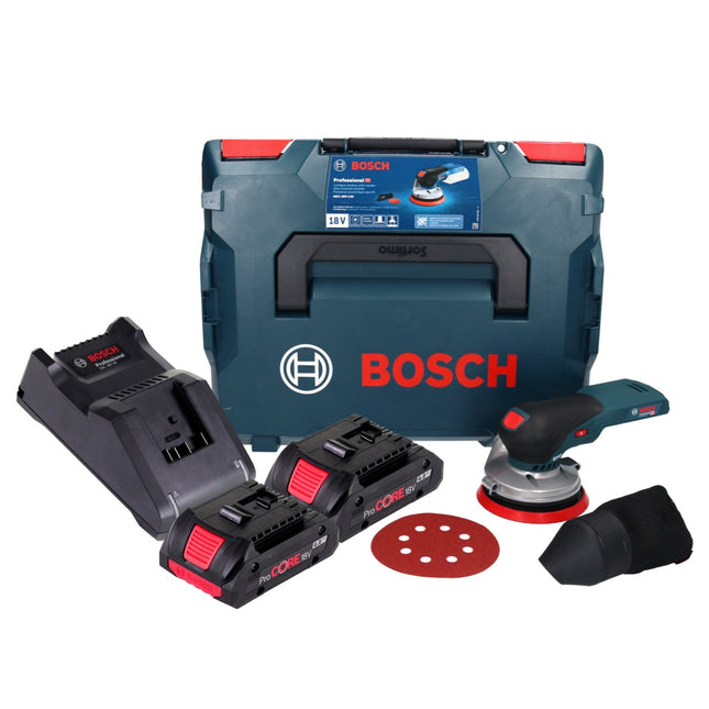 Bosch GEX 18V-125 Levigatrice rotorbitale a batteria professionale 18 V 125 mm senza spazzole + 2x batteria ricaricabile ProCORE 4,0 Ah + caricabatterie + L-BOXX