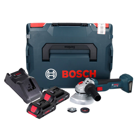 Amoladora angular a batería Bosch GWS 18V-10 Professional 18 V 125 mm sin escobillas + 2x batería ProCORE 4,0 Ah + cargador + L-Boxx