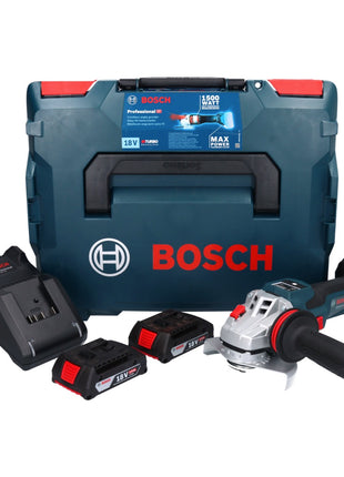 Bosch GWS 18V-15 SC Professional Akku Winkelschleifer 18 V 125 mm Brushless + 2x Akku 2,0 Ah + Ladegerät + L-BOXX