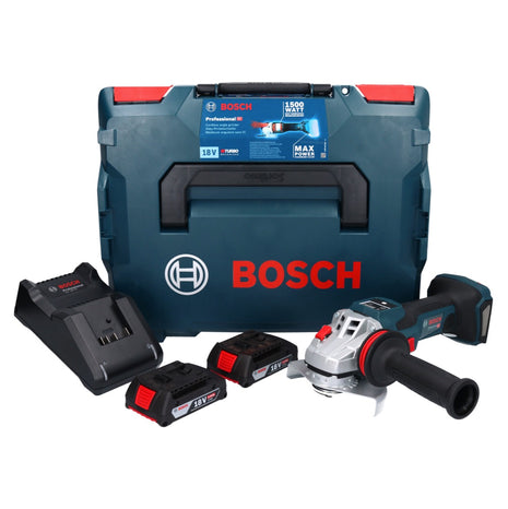 Bosch GWS 18V-15 SC Professional amoladora angular a batería 18 V 125 mm sin escobillas + 2x baterías 2,0 Ah + cargador + L-BOXX