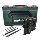 Metabo BH 18 LTX BL 16 trapano a percussione a batteria 18 V 1,3 J SDS plus Brushless + set di punte e scalpelli da 5 pezzi + metaBOX - senza batteria, senza caricabatterie