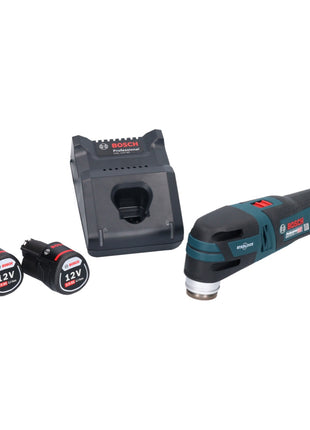 Bosch GOP 12V-28 Professional Découpeur-ponceur sans fil Starlock Brushless + 2x Batteries 2,0 Ah + Chargeur