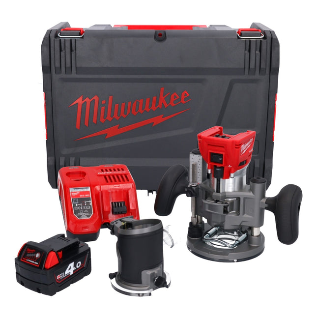Router a batteria Milwaukee M18 FTR-401X 18 V brushless + 1x batteria 4,0 Ah + caricabatterie + moduli router + scatola HD