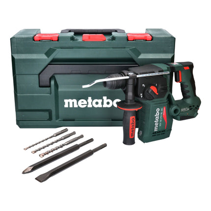 Metabo KH 18 LTX BL 24 trapano a percussione a batteria 18 V 2,2 J SDS Plus Brushless + set di 5 punte e scalpelli + metaBOX - senza batteria, senza caricabatterie