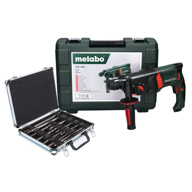 Metabo KHE 2645 martello combinato 850 W 2,9 J SDS plus + set di punte e scalpelli da 13 pezzi + valigetta