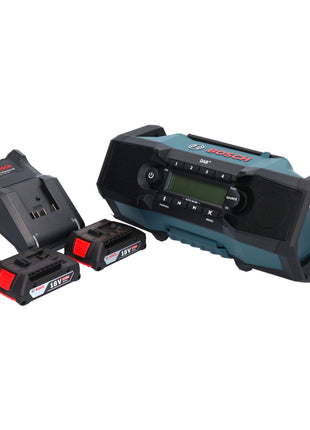 Bosch GPB 18V-2 SC Radio de chantier professionnelle sur batterie 18 V DAB+ Bluetooth AUX + 2x batteries 2,0 Ah + chargeur