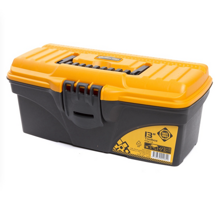 FORTE Tools Toolbox in 16,5x13,6x32 cm, Werkzeugkoffer, Koffer mit Metall-Laschen und internen Organizer, herausnehmbar, abschließbar ( 000051144545 ) - Toolbrothers