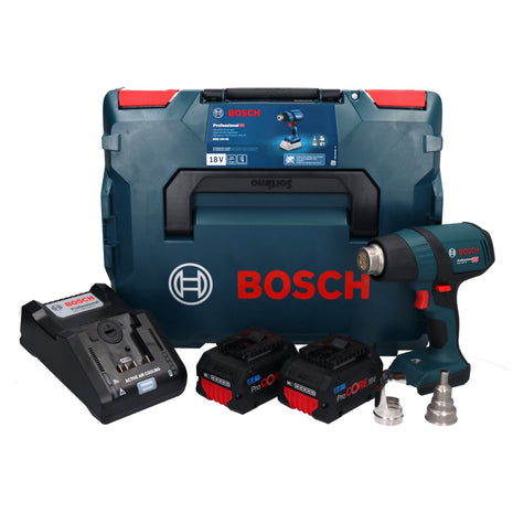 Bosch GHG 18V-50 Professional Pistolet à air chaud sans fil 18 V 300° C / 500° C + 2x Batteries ProCORE 8,0 Ah + Chargeur + L-Boxx