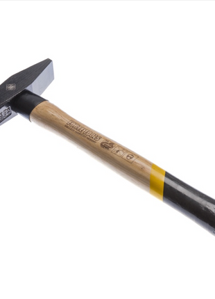 FORTE TOOLS Schlosserhammer mit Holzgriff, 800 g Kopfgewicht, Hammer mit Holzstiel, Premium Werkzeug, geschmiedet, doppelter Ringkeil, lackierter Kopf ( 000051151028 )