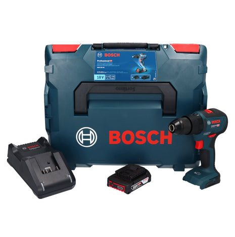 Bosch GSB 18V-55 Taladro percutor inalámbrico profesional 18 V 55 Nm sin escobillas + 1x batería 2,0 Ah + cargador + L-Boxx