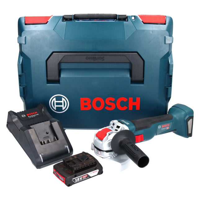 Bosch GWX 18V-10 Smerigliatrice angolare professionale a batteria 18 V 125 mm X-LOCK Brushless + 1x batteria ricaricabile 2,0 Ah + caricabatterie + L-Boxx
