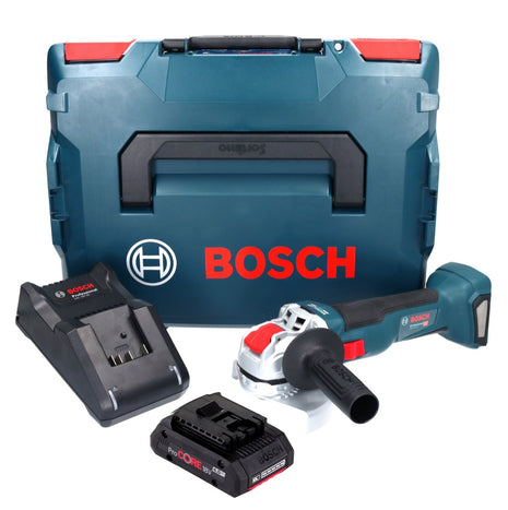 Bosch GWX 18V-10 Profesjonalna akumulatorowa szlifierka kątowa 18 V 125 mm X-LOCK Brushless + 1x akumulator ProCORE 4,0 Ah + ładowarka + L-Boxx