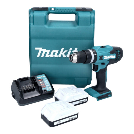 Makita HP 488 DWAE Akku Schlagbohrschrauber 18 V 42 Nm G-Serie + 2x Akku 2 Ah + Ladegerät + Koffer