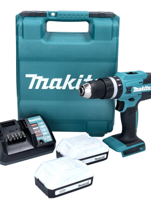 Taladro percutor inalámbrico Makita HP 488 DWAE 18 V 42 Nm Serie G + 2 baterías 2 Ah + cargador + maletín