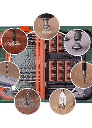 WellCut 101 tlg. Bit- und Bohrer Set in Koffer 1/4" Phillips / Pozidriv / Schlitz / Hex / Torx / Robertson / Holz-, Stahl- und Steinbohrer ( ‎WC-DB101U )