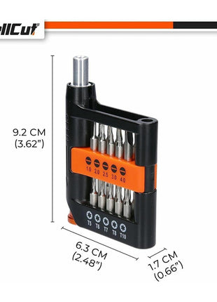 WellCut Präzisions-Mehrzweck-Schraubendreher-Bit-Set, Schraubendreher mit rutschfestem Griff, 20x Bits, Aufbewahrungsbox, 21-teilig ( WC-MPS21U )