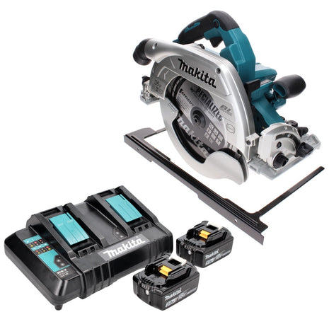 Makita DHS 900 CT Scie circulaire sur batterie 36 V (2x 18 V) 235 mm sans balais + 2x batterie 5,0 Ah + double chargeur