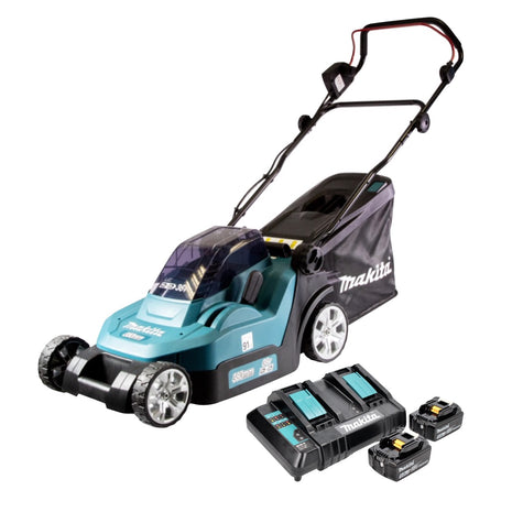 Cortacésped a batería Makita DLM 382 CT2 36 V (2x 18 V) 38 cm 40 l + 2x batería 5,0 Ah + cargador doble