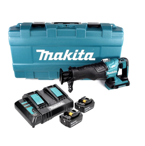 Sierra alternativa a batería Makita DJR 360 CTK 36V (2x18V) sin escobillas + 2x batería 5,0 Ah + cargador doble + estuche