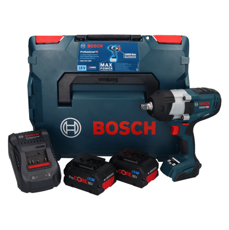 Bosch GDS 18V-1000 Profesjonalny akumulatorowy klucz udarowy 18 V 1000 Nm BITURBO Brushless + 2x akumulator ProCORE 8,0 Ah + ładowarka + L-Boxx ( 06019J8302 )