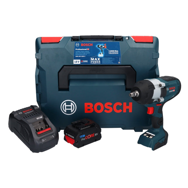 Bosch GDS 18V-1000 C Professional Akku Drehschlagschrauber 18 V 1000 Nm BITURBO Brushless + 1x ProCORE Akku 8,0 Ah + Ladegerät + GCY 42 Bluetooth Modul + L-Boxx