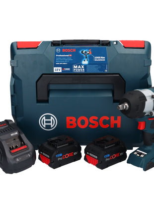 Bosch GDS 18V-1000 C Profesjonalna akumulatorowa wkrętarka udarowa 18 V 1000 Nm BITURBO Brushless + 2x akumulator ProCORE 8,0 Ah + ładowarka + moduł Bluetooth GCY 42 + L-Boxx ( 06019J8002 )